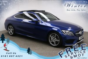 Used 2016 BLUE MERCEDES-BENZ C-CLASS Coupe 2.0 C 200 AMG LINE PREMIUM PLUS 2d AUTO 181 BHP (reg. 2016-03-04) for sale in Prestwich