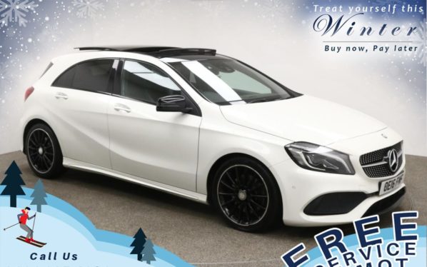 Used 2016 WHITE MERCEDES-BENZ A-CLASS Hatchback 2.1 A 220 D AMG LINE PREMIUM PLUS 5d AUTO 174 BHP (reg. 2016-05-21) for sale in Prestwich
