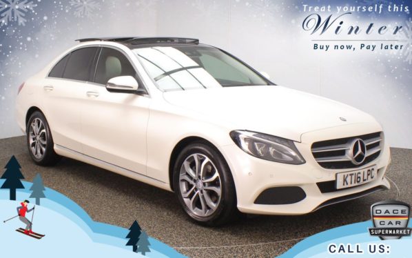 Used 2016 WHITE MERCEDES-BENZ C-CLASS Saloon 2.1 C220 D SPORT PREMIUM PLUS 4d AUTO 170 BHP (reg. 2016-06-23) for sale in Chadderton
