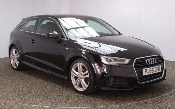 Used 2016 BLACK AUDI A3 Hatchback 1.6 TDI S LINE 3d 109 BHP (reg. 2016-09-23) for sale in Crompton