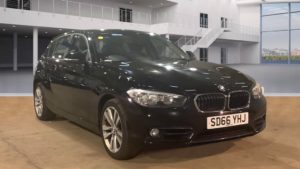 Used 2016 BLACK BMW 1 SERIES Hatchback 2.0 118D SPORT 5d 147 BHP (reg. 2016-09-29) for sale in Crompton