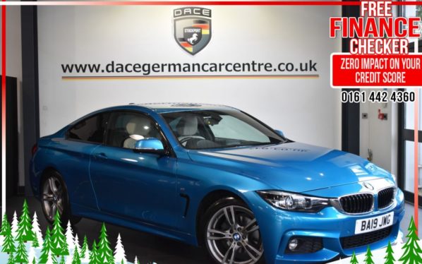 Used 2019 BLUE BMW 4 SERIES Coupe 2.0 420I M SPORT 2DR AUTO 181 BHP (reg. 2019-06-13) for sale in Altrincham
