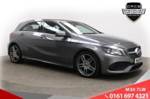 Used 2017 GREY MERCEDES-BENZ A-CLASS Hatchback 1.6 A 160 AMG LINE EXECUTIVE 5d 102 BHP (reg. 2017-06-22) for sale in Ramsbottom