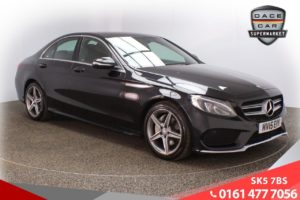 Used 2015 BLACK MERCEDES-BENZ C-CLASS Saloon 2.1 C220 BLUETEC AMG LINE 4d AUTO 170 BHP (reg. 2015-04-14) for sale in Lees
