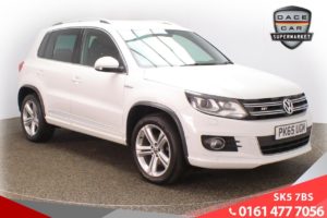 Used 2015 WHITE VOLKSWAGEN TIGUAN Estate 2.0 R LINE TDI BLUEMOTION TECHNOLOGY 4MOTION 4 x 4  5d 148 BHP (reg. 2015-10-05) for sale in Lees