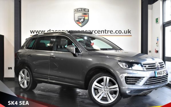 Used 2016 GREY VOLKSWAGEN TOUAREG Estate 3.0 V6 R-LINE PLUS TDI BLUEMOTION TECHNOLOGY 5d AUTO 259 BHP (reg. 2016-09-22) for sale in Bowdon