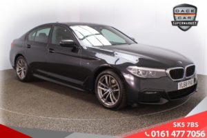 Used 2018 BLACK BMW 5 SERIES Saloon 2.0 520D M SPORT 4d AUTO 188 BHP (reg. 2018-12-20) for sale in Lees