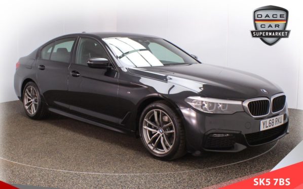 Used 2018 BLACK BMW 5 SERIES Saloon 2.0 520D M SPORT 4d AUTO 188 BHP (reg. 2018-12-20) for sale in Lees