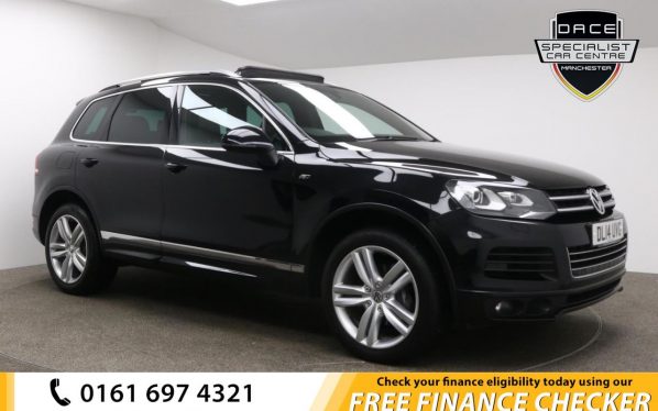 Used 2014 BLACK VOLKSWAGEN TOUAREG Estate 3.0 V6 R-LINE TDI BLUEMOTION TECHNOLOGY 5d AUTO 242 BHP (reg. 2014-06-30) for sale in Whitefield