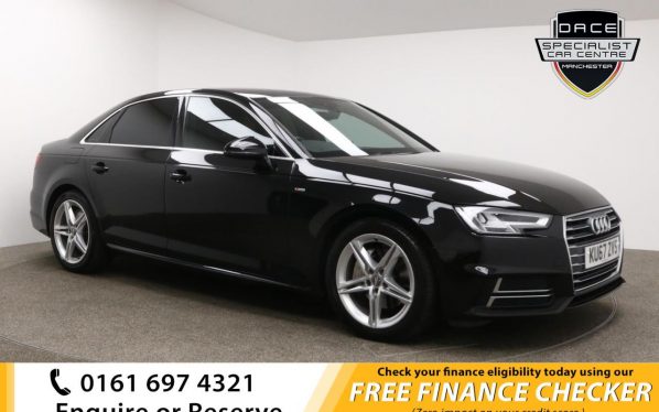 Used 2017 BLACK AUDI A4 Saloon 2.0 TDI S LINE 4d AUTO 188 BHP (reg. 2017-09-19) for sale in Whitefield