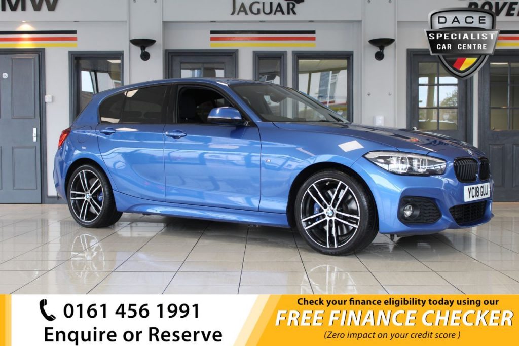 Used 2018 BLUE BMW 1 SERIES Hatchback 1.5 116D M SPORT SHADOW EDITION 5d AUTO 114 BHP (reg. 2018-04-13) for sale in Hazel Grove