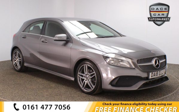 Used 2018 GREY MERCEDES-BENZ A-CLASS Hatchback 1.6 A 180 AMG LINE 5d AUTO 121 BHP (reg. 2018-04-30) for sale in Royton