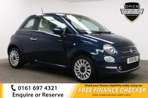 Used 2019 BLUE FIAT 500 Hatchback 1.2 LOUNGE 3d 69 BHP (reg. 2019-03-29) for sale in Whitefield