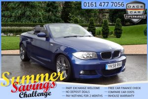 Used 2008 BLUE BMW 1 SERIES Convertible 2.0 120D M SPORT 2d 175 BHP (reg. 2008-09-01) for sale in Saddleworth