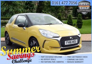Used 2016 YELLOW DS DS 3 Hatchback 1.6 BLUEHDI CHIC S/S 3d 98 BHP (reg. 2016-06-06) for sale in Saddleworth