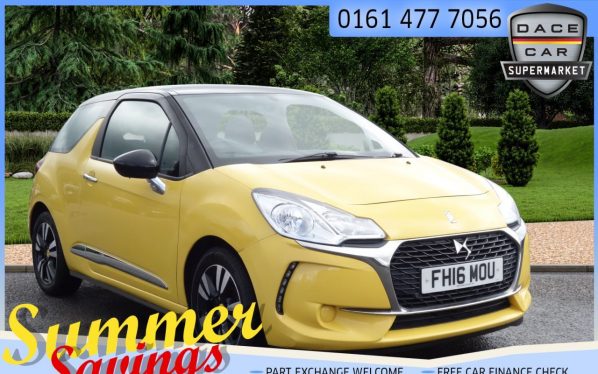 Used 2016 YELLOW DS DS 3 Hatchback 1.6 BLUEHDI CHIC S/S 3d 98 BHP (reg. 2016-06-06) for sale in Saddleworth