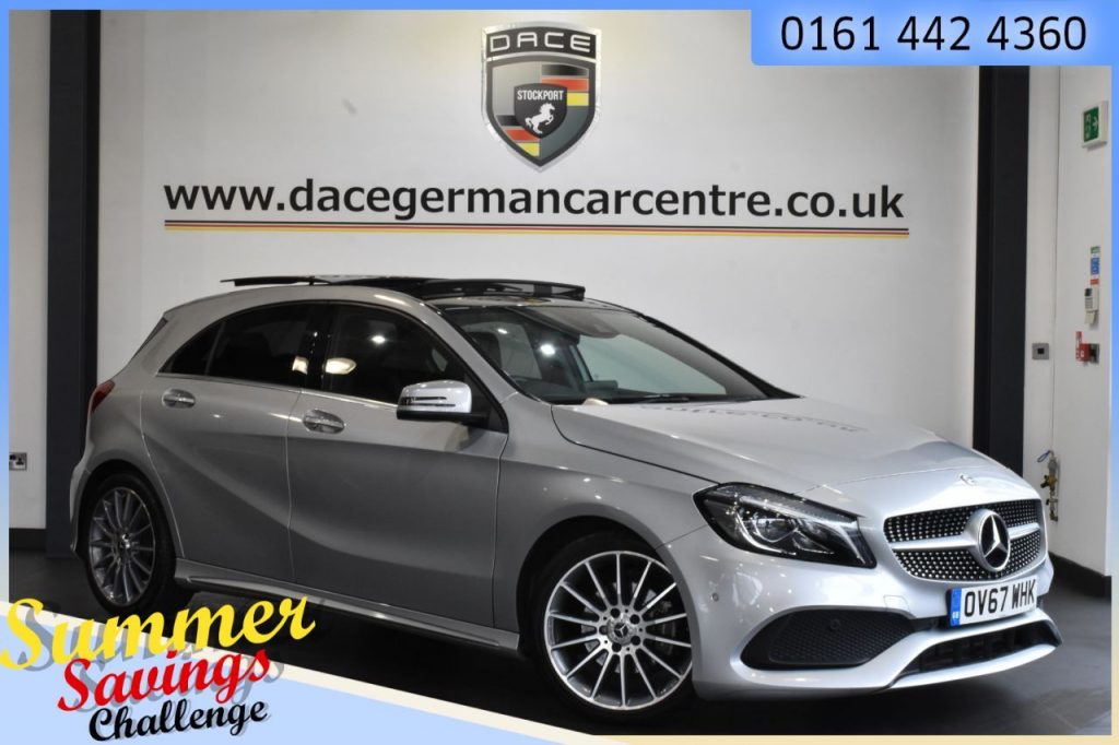Used 2017 SILVER MERCEDES-BENZ A-CLASS Hatchback 1.6 A 180 AMG LINE PREMIUM PLUS 5DR AUTO 121 BHP (reg. 2017-11-16) for sale in Urmston