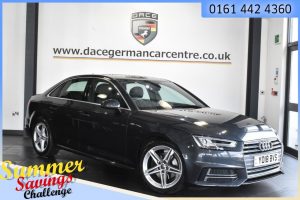 Used 2018 GREY AUDI A4 Saloon 2.0 TFSI S LINE 4d AUTO 188 BHP (reg. 2018-07-26) for sale in Urmston
