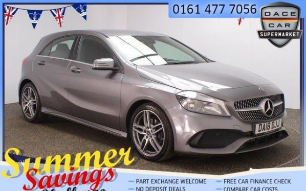 Used 2018 GREY MERCEDES-BENZ A-CLASS Hatchback 1.6 A 180 AMG LINE 5d AUTO 121 BHP (reg. 2018-04-30) for sale in Saddleworth