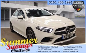 Used 2019 WHITE MERCEDES-BENZ A-CLASS Hatchback 1.3 A 200 AMG LINE 5d AUTO 161 BHP (reg. 2019-06-07) for sale in Hazel Grove