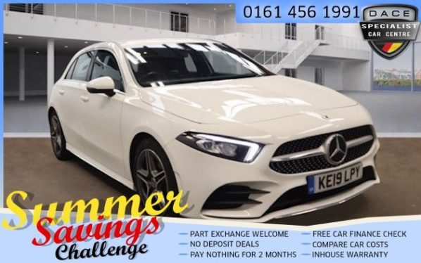 Used 2019 WHITE MERCEDES-BENZ A-CLASS Hatchback 1.3 A 200 AMG LINE 5d AUTO 161 BHP (reg. 2019-06-07) for sale in Hazel Grove
