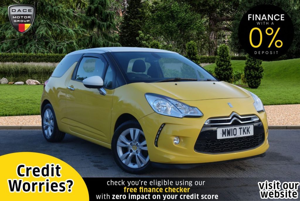 Used 2010 YELLOW CITROEN DS3 Hatchback 1.6 DSTYLE HDI 3d 90 BHP (reg. 2010-07-27) for sale in Stockport