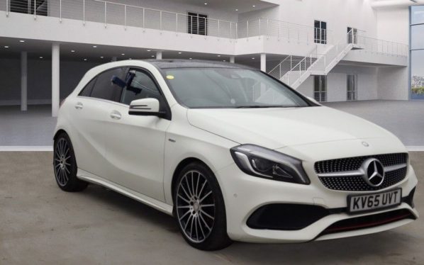 Used 2016 WHITE MERCEDES-BENZ A-CLASS Hatchback 2.0 A 250 4MATIC AMG PREMIUM 5d AUTO 215 BHP (reg. 2016-01-06) for sale in Stockport