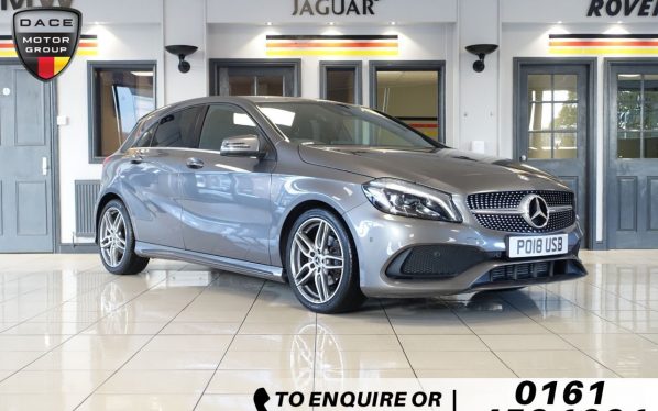 Used 2018 GREY MERCEDES-BENZ A-CLASS Hatchback 1.6 A 160 AMG LINE PREMIUM 5d 102 BHP (reg. 2018-03-01) for sale in Wilmslow