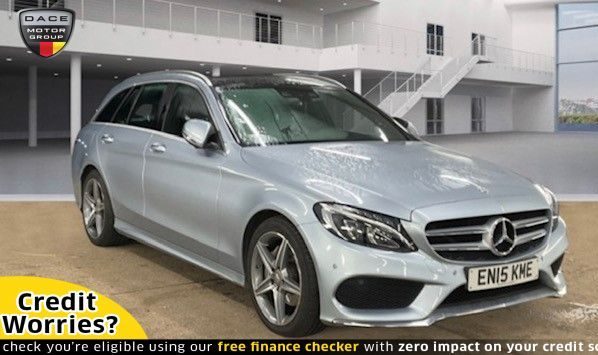 Used 2015 SILVER MERCEDES-BENZ C-CLASS Estate 2.0 C200 AMG LINE PREMIUM 5d AUTO 184 BHP (reg. 2015-07-23) for sale in Wilmslow