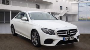 Used 2016 WHITE MERCEDES-BENZ E-CLASS Saloon 2.0 E 220 D AMG LINE 4d AUTO 192 BHP (reg. 2016-10-19) for sale in Stockport