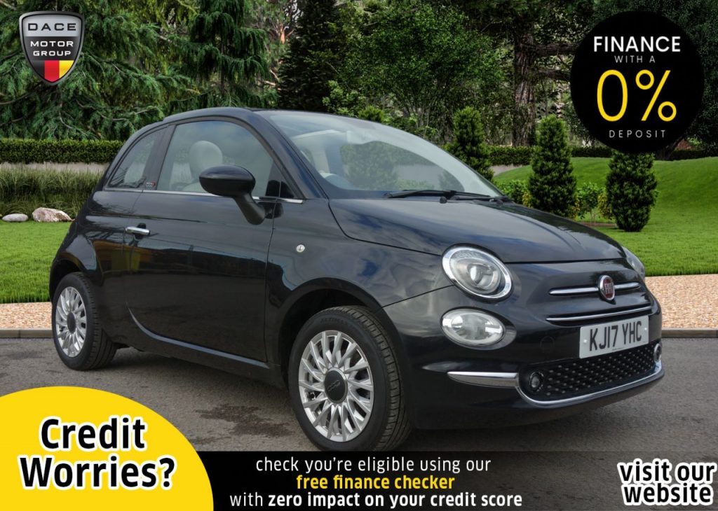 Used 2017 BLACK FIAT 500C Convertible 1.2 LOUNGE 3d 69 BHP (reg. 2017-06-30) for sale in Stockport