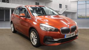 Used 2018 ORANGE BMW 2 SERIES ACTIVE TOURER Hatchback 1.5 216D LUXURY ACTIVE TOURER 5DR AUTO 115 BHP (reg. 2018-11-07) for sale in Altrincham