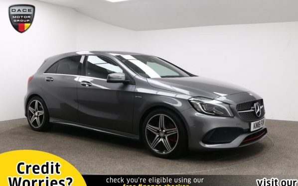Used 2016 GREY MERCEDES-BENZ A-CLASS Hatchback 2.0 A 250 AMG 5d 215 BHP (reg. 2016-04-29) for sale in Manchester