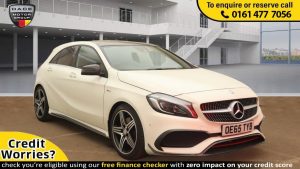 Used 2016 WHITE MERCEDES-BENZ A-CLASS Hatchback 2.0 A 250 AMG PREMIUM 5d 215 BHP (reg. 2016-01-15) for sale in Stockport