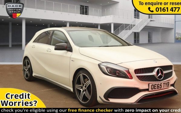 Used 2016 WHITE MERCEDES-BENZ A-CLASS Hatchback 2.0 A 250 AMG PREMIUM 5d 215 BHP (reg. 2016-01-15) for sale in Stockport