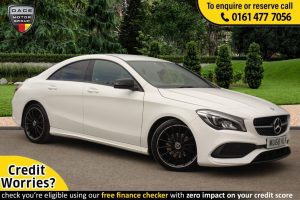 Used 2018 WHITE MERCEDES-BENZ CLA Saloon 1.6 CLA 200 AMG LINE NIGHT EDITION 4d AUTO 154 BHP (reg. 2018-10-19) for sale in Stockport