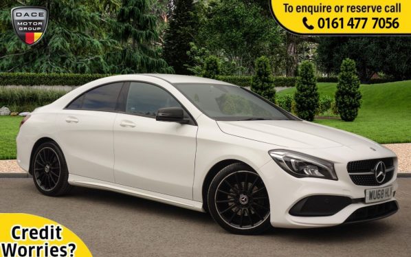 Used 2018 WHITE MERCEDES-BENZ CLA Saloon 1.6 CLA 200 AMG LINE NIGHT EDITION 4d AUTO 154 BHP (reg. 2018-10-19) for sale in Stockport