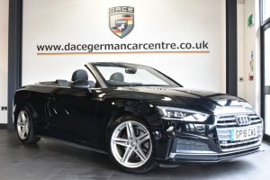 Used 2018 BLACK AUDI A5 Convertible 2.0 TFSI S LINE MHEV 2DR AUTO 188 BHP (reg. 2018-07-26) for sale in Altrincham