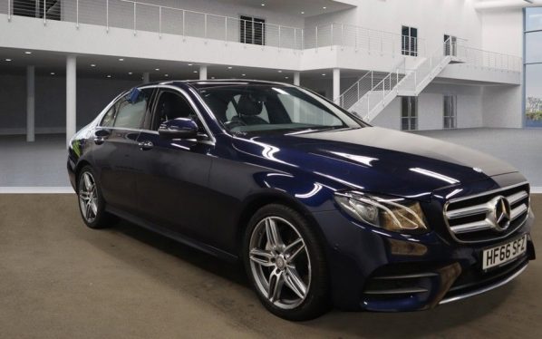 Used 2016 BLUE MERCEDES-BENZ E-CLASS Saloon 2.0 E 220 D AMG LINE PREMIUM 4d AUTO 192 BHP (reg. 2016-09-23) for sale in Stockport