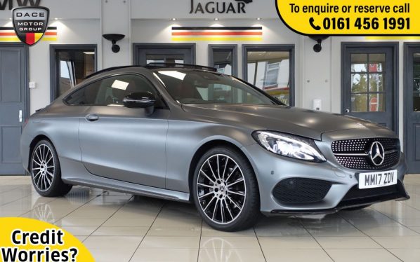 Used 2017 GREY MERCEDES-BENZ C-CLASS Coupe 2.0 C 200 AMG LINE PREMIUM PLUS 2d AUTO 181 BHP (reg. 2017-07-10) for sale in Wilmslow