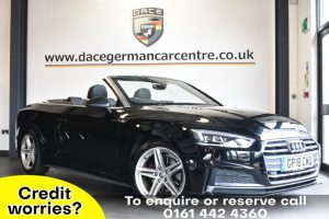 Used 2018 BLACK AUDI A5 CABRIOLET Convertible 2.0 TFSI S LINE MHEV 2DR AUTO 188 BHP (reg. 2018-07-26) for sale in Altrincham