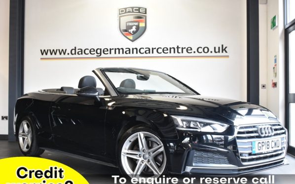 Used 2018 BLACK AUDI A5 CABRIOLET Convertible 2.0 TFSI S LINE MHEV 2DR AUTO 188 BHP (reg. 2018-07-26) for sale in Altrincham
