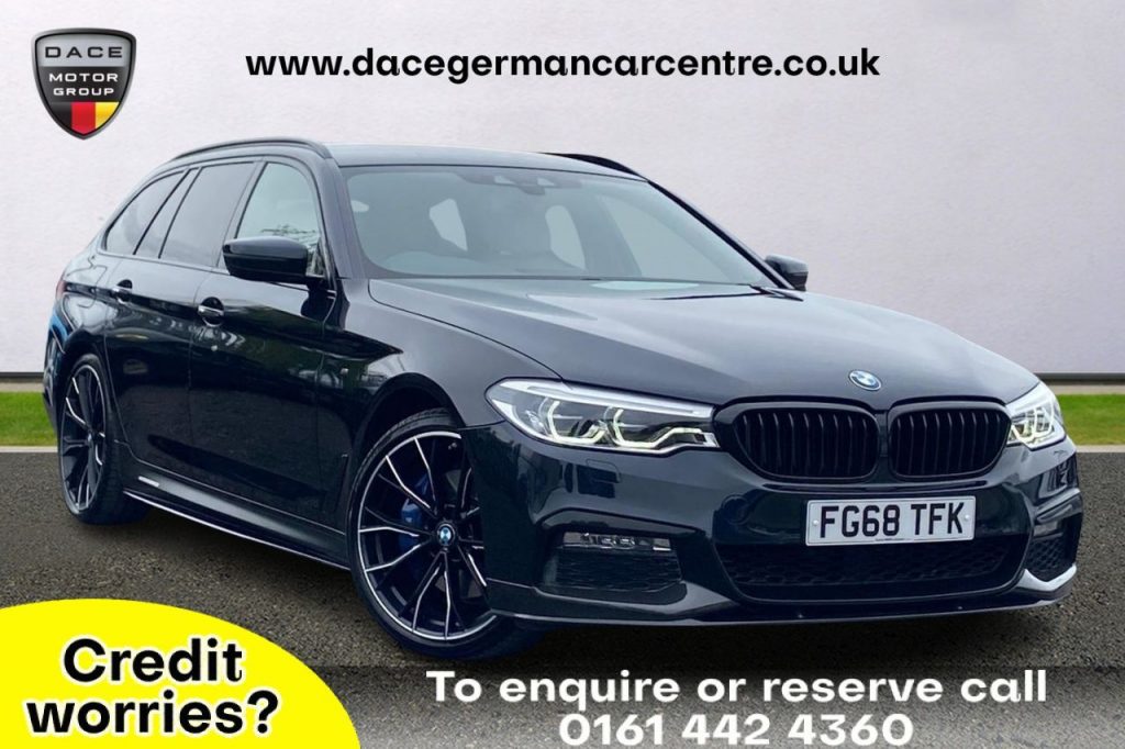 Used 2018 BLACK BMW 5 SERIES Estate 3.0 530D M SPORT TOURING 5DR 261 BHP (reg. 2018-10-09) for sale in Altrincham