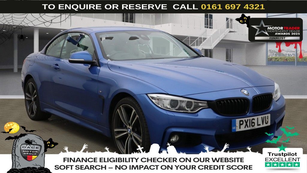 Used 2016 BLUE BMW 4 SERIES Convertible 3.0 435d M Sport Convertible 2dr Diesel Auto xDrive Euro 6 (s/s) (313 ps) (reg. 2016-03-01) for sale in Manchester
