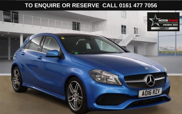 Used 2016 BLUE MERCEDES-BENZ A-CLASS Hatchback 1.6 A180 AMG Line (Executive) Hatchback 5dr Petrol 7G-DCT Euro 6 (s/s) (122 ps) (reg. 2016-04-11) for sale in Stockport