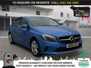 Used 2016 BLUE MERCEDES-BENZ A-CLASS Hatchback 1.6 A180 Sport (Premium) Hatchback 5dr Petrol 7G-DCT Euro 6 (s/s) (122 ps) (reg. 2016-05-03) for sale in Altrincham