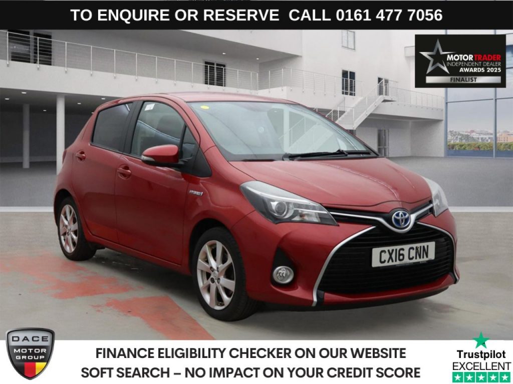Used 2016 RED TOYOTA YARIS Hatchback 1.5 VVT-h Excel Hatchback 5dr Petrol Hybrid E-CVT Euro 6 (15in Alloy) (101 ps) (reg. 2016-03-24) for sale in Stockport