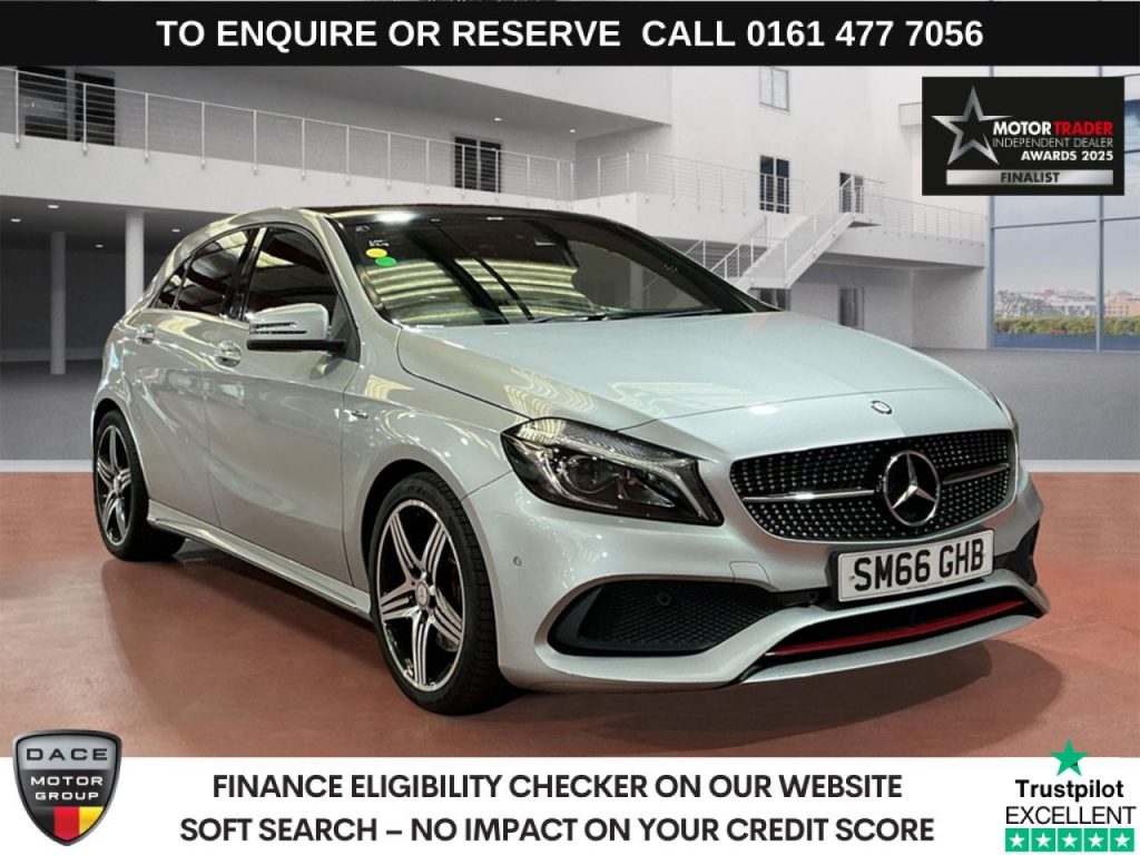 Used 2016 SILVER MERCEDES-BENZ A-CLASS Hatchback 2.0 A250 AMG (Premium) Hatchback 5dr Petrol 7G-DCT Euro 6 (s/s) (218 ps) (reg. 2016-12-23) for sale in Stockport