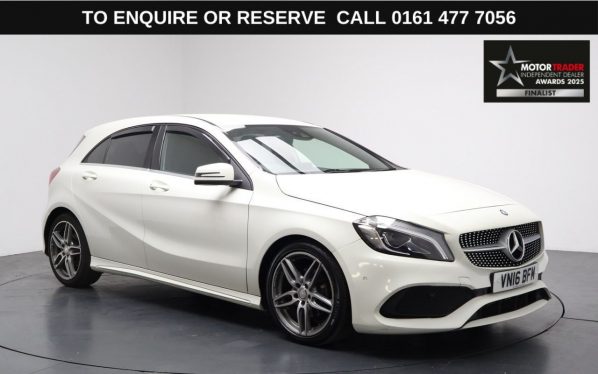 Used 2016 WHITE MERCEDES-BENZ A-CLASS Hatchback 1.6 A180 AMG Line (Premium) Hatchback 5dr Petrol Manual Euro 6 (s/s) (122 ps) (reg. 2016-06-16) for sale in Stockport