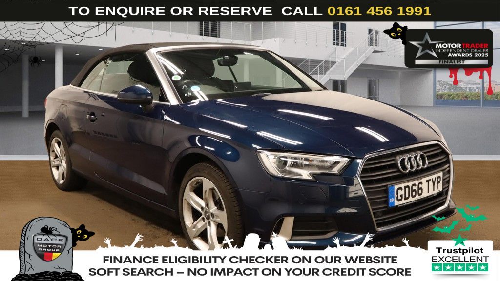 Used 2017 BLUE AUDI A3 CABRIOLET Convertible 1.4 TFSI CoD Sport Convertible 2dr Petrol S Tronic Euro 6 (s/s) (150 ps) (reg. 2017-02-24) for sale in Wilmslow